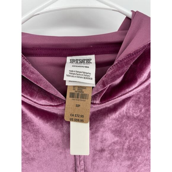 NWT Victoria’s Secret Velour Shine Tracksuit Crop Hoodie Pants Pink Size S XS - Picture 6 of 12